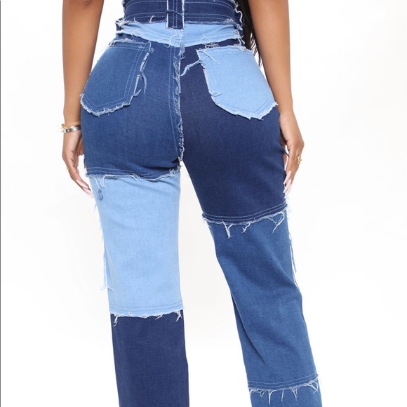 Fashion Nova Patchwork Jeans NWT - Picture 2 of 4
